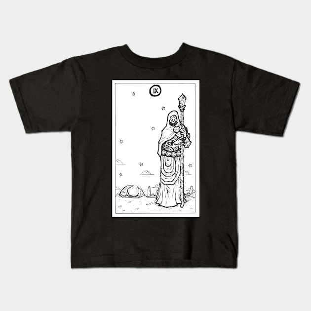 Black and White Tarot Hermit Kids T-Shirt by TheSludgeboss